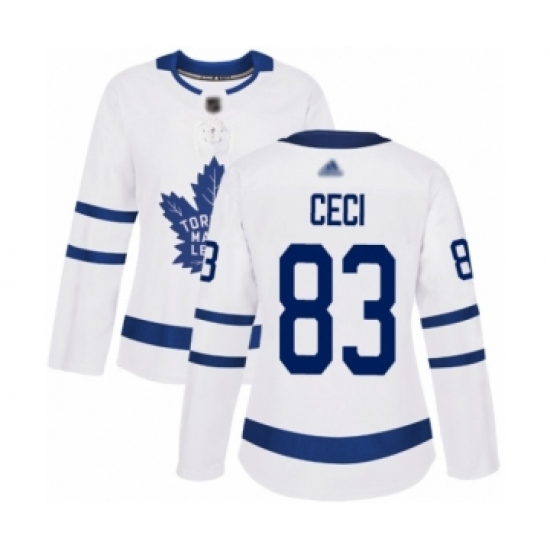 Women's Toronto Maple Leafs 83 Cody Ceci Authentic White Away Hockey Jersey