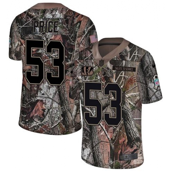 Youth Nike Cincinnati Bengals 53 Billy Price Limited Camo Rush Realtree NFL Jersey