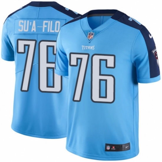 Men's Nike Tennessee Titans 76 Xavier Su'a-Filo Limited Light Blue Rush Vapor Untouchable NFL Jersey