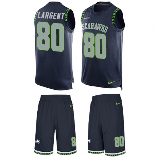 Men's Nike Seattle Seahawks 80 Steve Largent Limited Steel Blue Tank Top Suit NFL Jersey