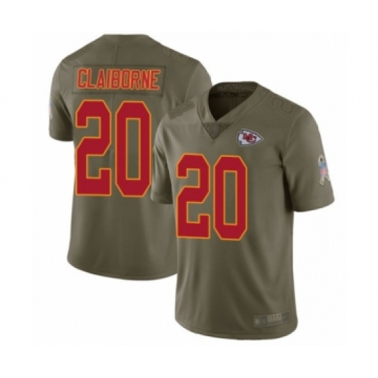 Youth Kansas City Chiefs 20 Morris Claiborne Limited Olive 2017 Salute to Service Football Jersey