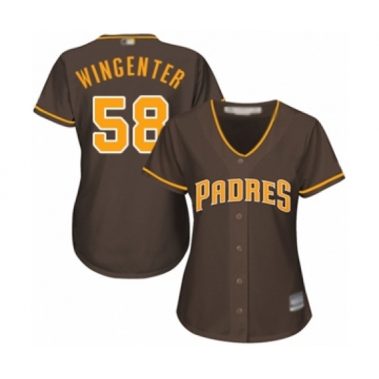 Women's San Diego Padres 58 Trey Wingenter Authentic Brown Alternate Cool Base Baseball Player Jersey