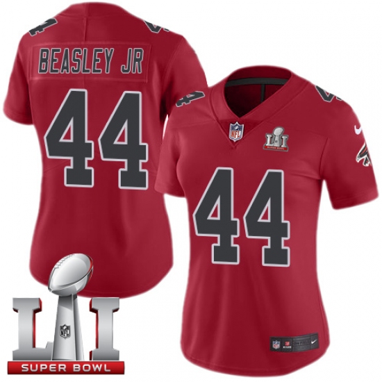 Women's Nike Atlanta Falcons 44 Vic Beasley Limited Red Rush Super Bowl LI 51 NFL Jersey