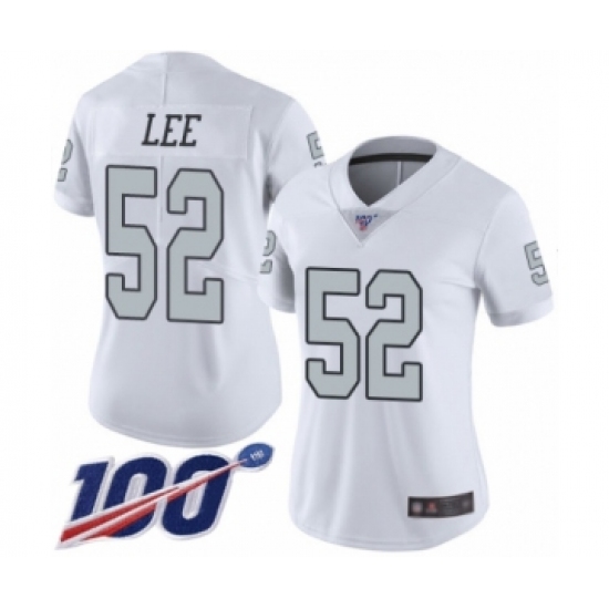 Women's Oakland Raiders 52 Marquel Lee Limited White Rush Vapor Untouchable 100th Season Football Jersey