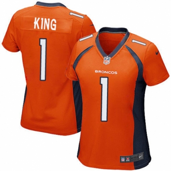 Women's Nike Denver Broncos 1 Marquette King Game Orange Team Color NFL Jersey