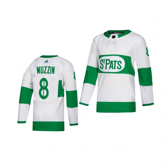 Youth Adidas Toronto Maple Leafs 8 Jake Muzzin White 2019 St. Patrick's Day Authentic Player Stitched NHL Jersey