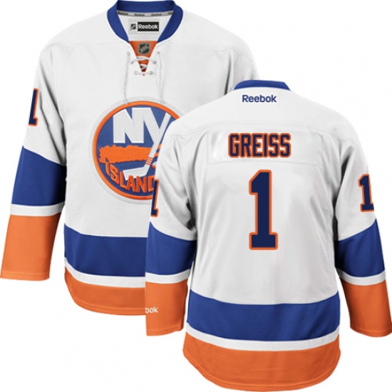 Men's Reebok New York Islanders 1 Thomas Greiss Authentic White Away NHL Jersey