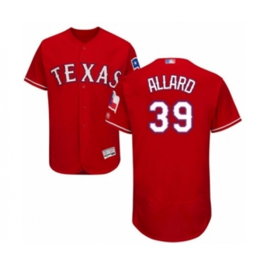 Men's Texas Rangers 39 Kolby Allard Red Alternate Flex Base Authentic Collection Baseball Player Jersey