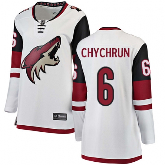 Women's Arizona Coyotes 6 Jakob Chychrun Authentic White Away Fanatics Branded Breakaway NHL Jersey