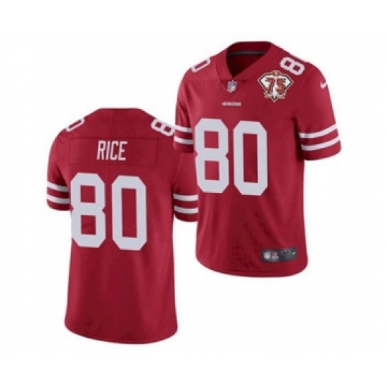 Men's San Francisco 49ers 80 Jerry Rice Red 2021 75th Anniversary Vapor Untouchable Limited Jersey