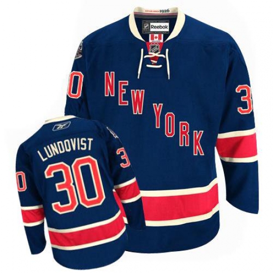 Youth Reebok New York Rangers 30 Henrik Lundqvist Authentic Navy Blue Third NHL Jersey