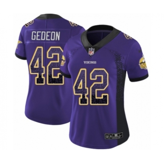 Women's Nike Minnesota Vikings 42 Ben Gedeon Limited Purple Rush Drift Fashion NFL Jersey