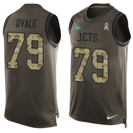 Men's Nike New York Jets 79 Brent Qvale Limited Green Salute to Service Tank Top NFL Jersey