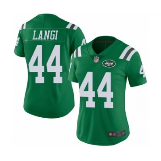 Women's New York Jets 44 Harvey Langi Limited Green Rush Vapor Untouchable Football Jersey