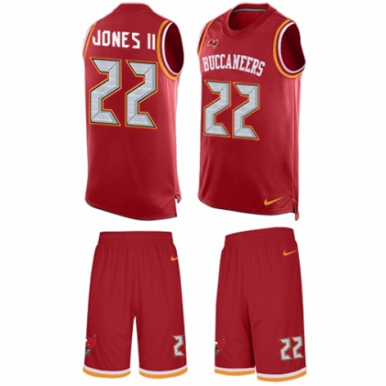Men's Nike Tampa Bay Buccaneers 22 Ronald Jones II Limited Red Tank Top Suit NFL Jersey