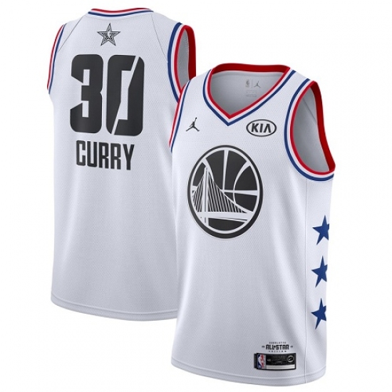 Men's Nike Golden State Warriors 30 Stephen Curry White Basketball Jordan Swingman 2019 All-Star Game Jersey