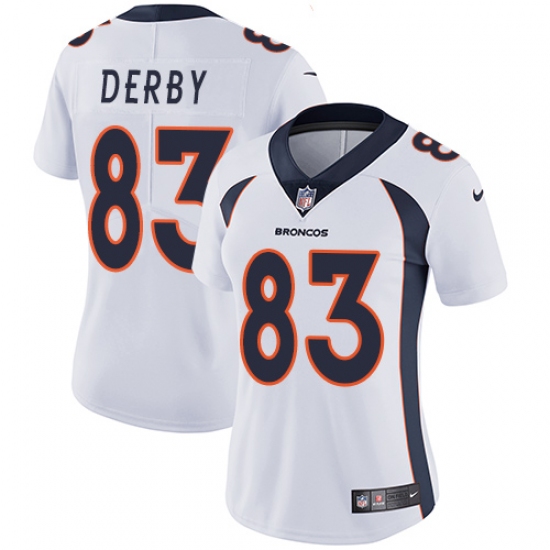 Women's Nike Denver Broncos 83 A.J. Derby White Vapor Untouchable Limited Player NFL Jersey