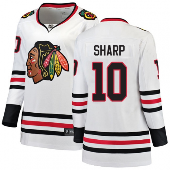 Women's Chicago Blackhawks 10 Patrick Sharp Authentic White Away Fanatics Branded Breakaway NHL Jersey
