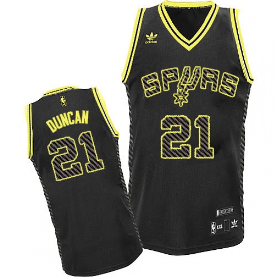 Men's Adidas San Antonio Spurs 21 Tim Duncan Swingman Black Electricity Fashion NBA Jersey
