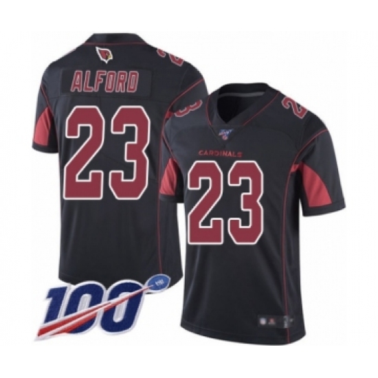 Men's Arizona Cardinals 23 Robert Alford Limited Black Rush Vapor Untouchable 100th Season Football Jersey