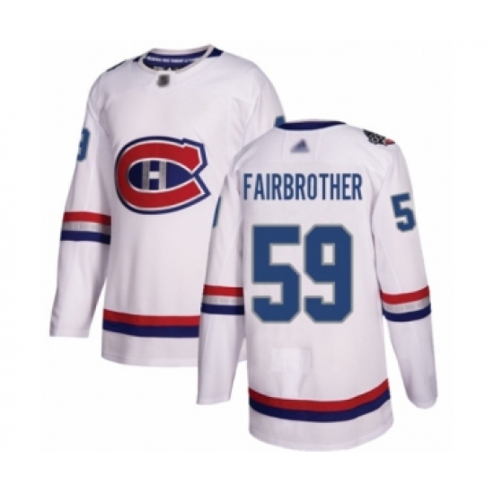 Men's Montreal Canadiens 59 Gianni Fairbrother Authentic White 2017 100 Classic Hockey Jersey