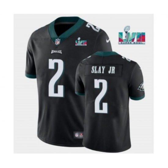 Men's Philadelphia Eagles 2 Darius Slay JR Black Super Bowl LVII Patch Vapor Untouchable Limited Stitched Jersey