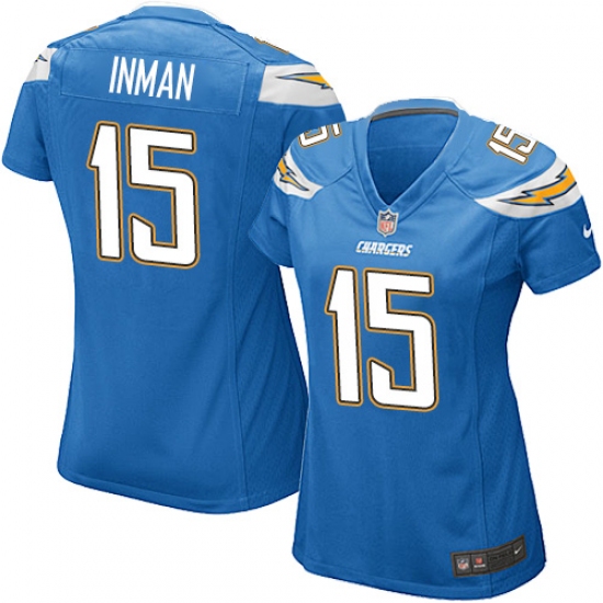 Women's Nike Los Angeles Chargers 15 Dontrelle Inman Game Electric Blue Alternate NFL Jersey
