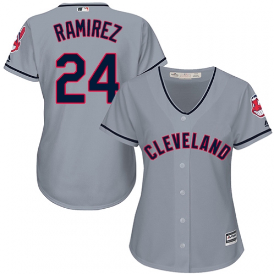 Women's Majestic Cleveland Indians 24 Manny Ramirez Replica Grey Road Cool Base MLB Jersey