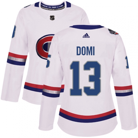 Women's Adidas Montreal Canadiens 13 Max Domi Authentic White 2017 100 Classic NHL Jersey