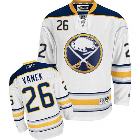 Men's Reebok Buffalo Sabres 26 Thomas Vanek Authentic White Away NHL Jersey