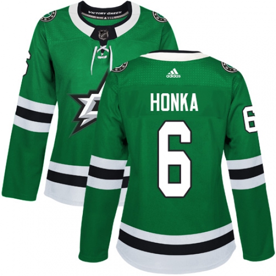 Women's Adidas Dallas Stars 6 Julius Honka Authentic Green Home NHL Jersey