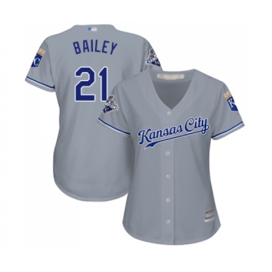 Women's Kansas City Royals 21 Homer Bailey Replica Grey Road Cool Base Baseball Jersey