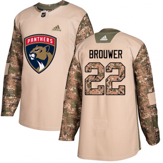 Men's Adidas Florida Panthers 22 Troy Brouwer Authentic Camo Veterans Day Practice NHL Jersey