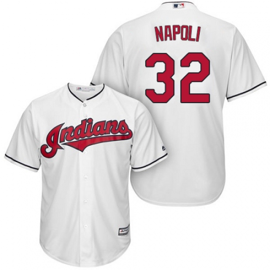 Men's Majestic Cleveland Indians 32 Mike Napoli Replica White Home Cool Base MLB Jersey