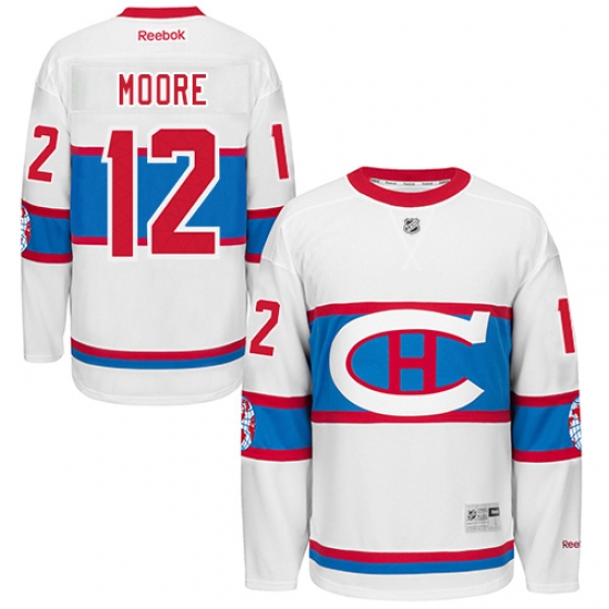 Men's Reebok Montreal Canadiens 12 Dickie Moore Authentic White 2016 Winter Classic NHL Jersey