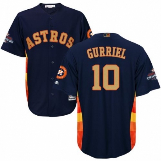 Youth Majestic Houston Astros 10 Yuli Gurriel Authentic Navy Blue Alternate 2018 Gold Program Cool Base MLB Jersey