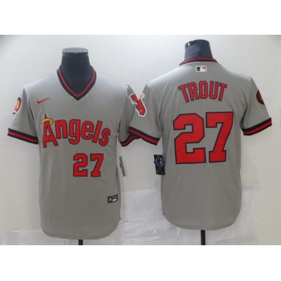 Men's Los Angeles Angels of Anaheim 27 Mike Trout Grey Road Flex Base Authentic Jersey