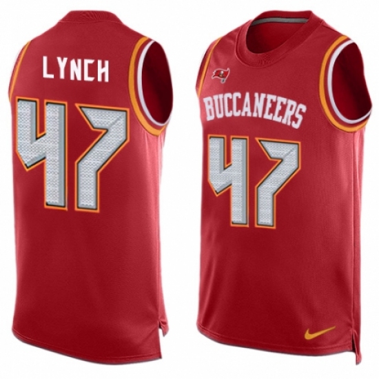 Men's Nike Tampa Bay Buccaneers 47 John Lynch Limited Red Player Name & Number Tank Top NFL Jersey