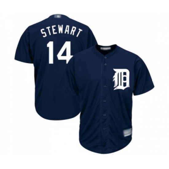 Men's Detroit Tigers 14 Christin Stewart Replica Navy Blue Alternate Cool Base Baseball Jersey