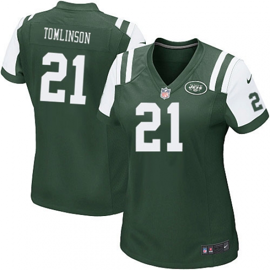 Women's Nike New York Jets 21 LaDainian Tomlinson Game Green Team Color NFL Jersey