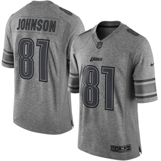 Men's Nike Detroit Lions 81 Calvin Johnson Limited Gray Gridiron NFL Jersey