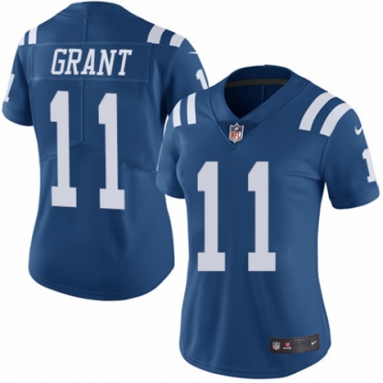 Women's Nike Indianapolis Colts 11 Ryan Grant Limited Royal Blue Rush Vapor Untouchable NFL Jersey