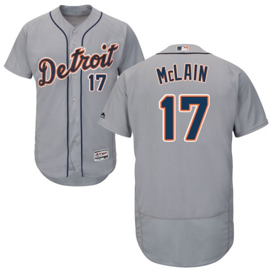 Men's Majestic Detroit Tigers 17 Denny McLain Grey Road Flex Base Authentic Collection MLB Jersey
