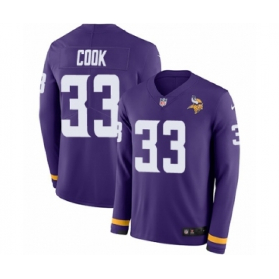 Men's Nike Minnesota Vikings 33 Dalvin Cook Limited Purple Therma Long Sleeve NFL Jersey