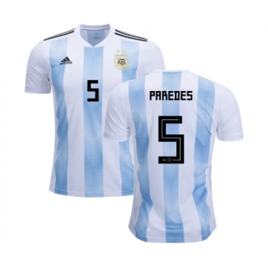 Argentina 5 Paredes Home Kid Soccer Country Jersey