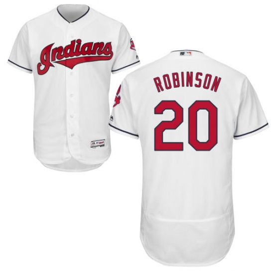 Men's Majestic Cleveland Indians 20 Eddie Robinson White Flexbase Authentic Collection MLB Jersey