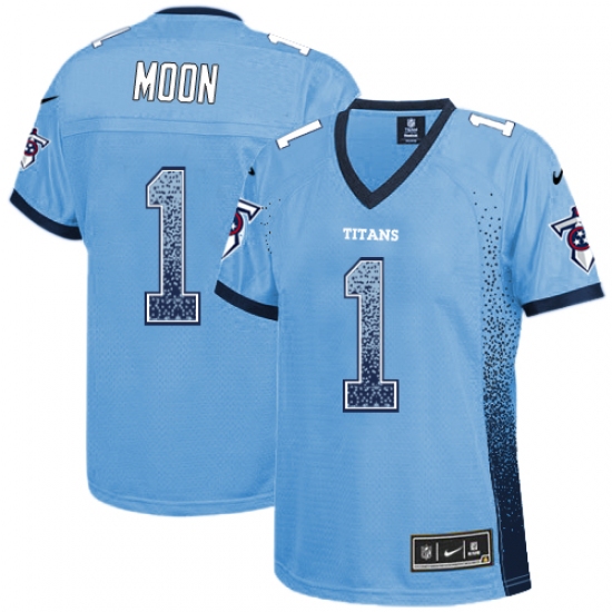 Women's Nike Tennessee Titans 1 Warren Moon Elite Light Blue Drift Fashion NFL Jersey