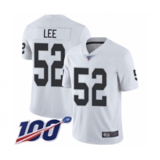 Men's Oakland Raiders 52 Marquel Lee White Vapor Untouchable Limited Player 100th Season Football Jersey