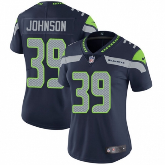 Women's Nike Seattle Seahawks 39 Dontae Johnson Navy Blue Team Color Vapor Untouchable Limited Player NFL Jersey