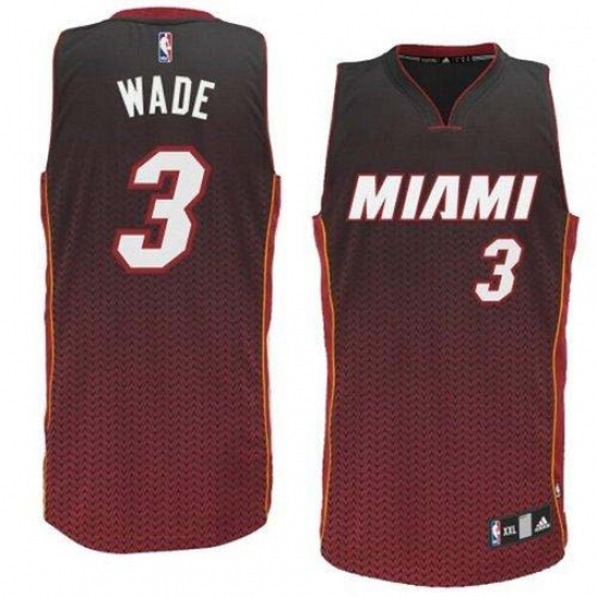 Men's Adidas Miami Heat 3 Dwyane Wade Authentic Black Resonate Fashion NBA Jersey